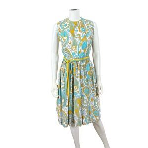 Georgia Griffin Vintage 1960s Blue & Yellow Fit & Flare Dress